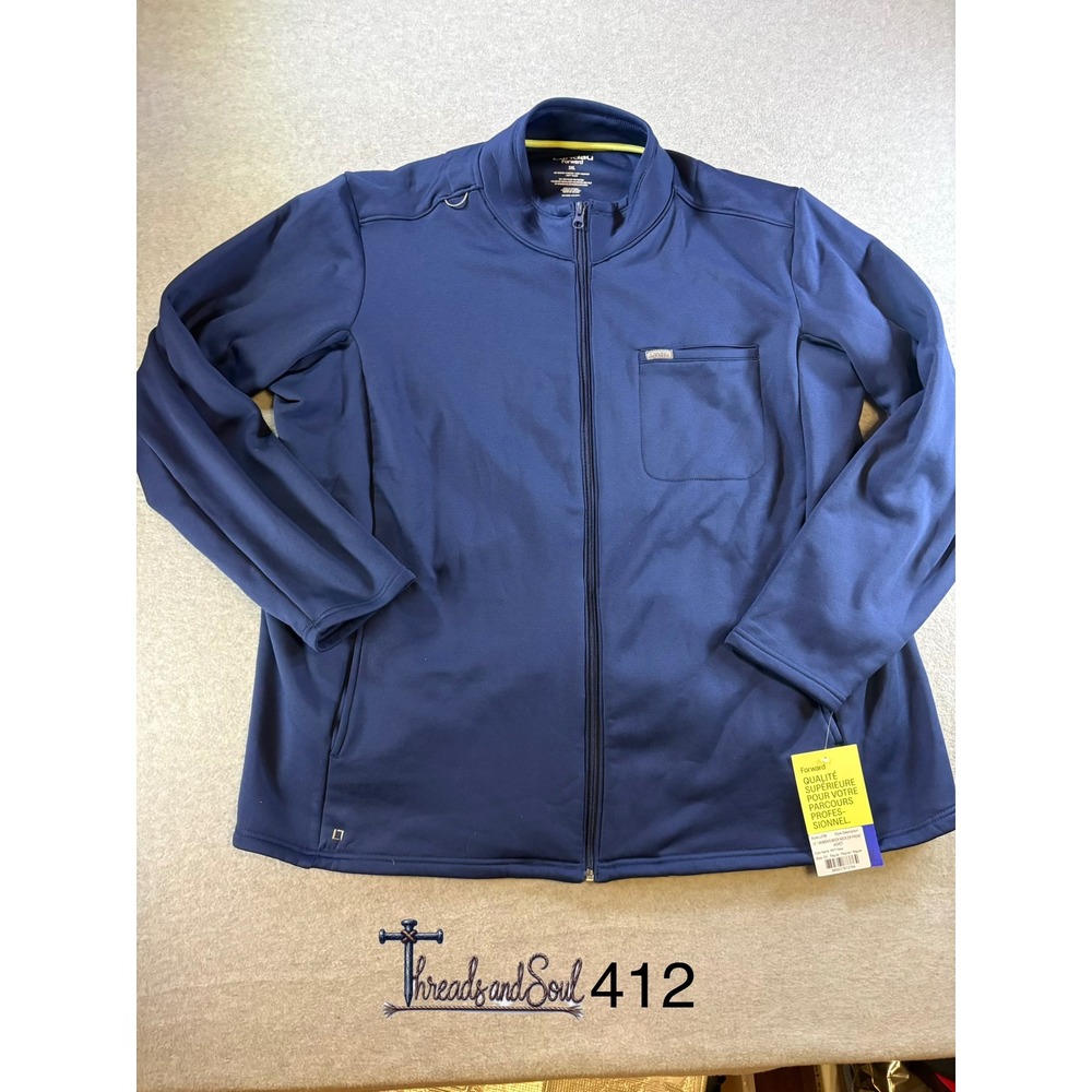 Landau Forward Womens Mock Neck Zip Front Scrub Jacket Navy LJ708 3XL NWT